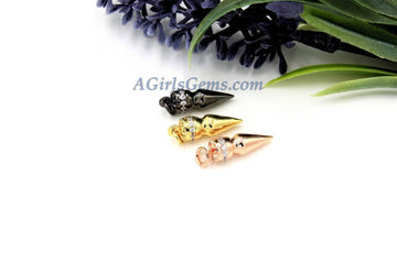 CZ Micro Pave Spike Charms, Dangle Dagger Charm #11, Cubic Zirconia Point Charm